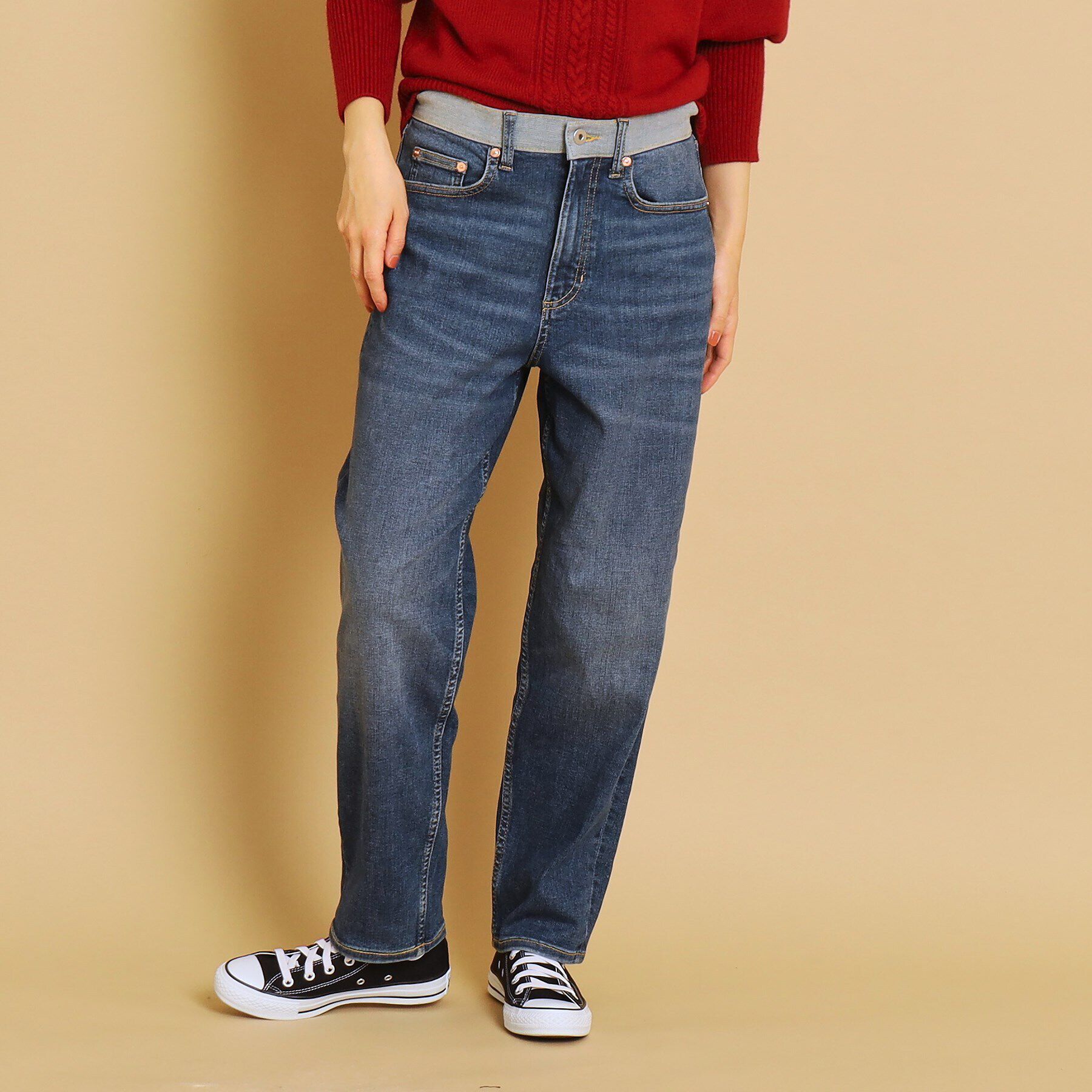 Dessin「【ユニセックス・洗える】テーパードストレッチデニム」|デニム|ブルー(092)