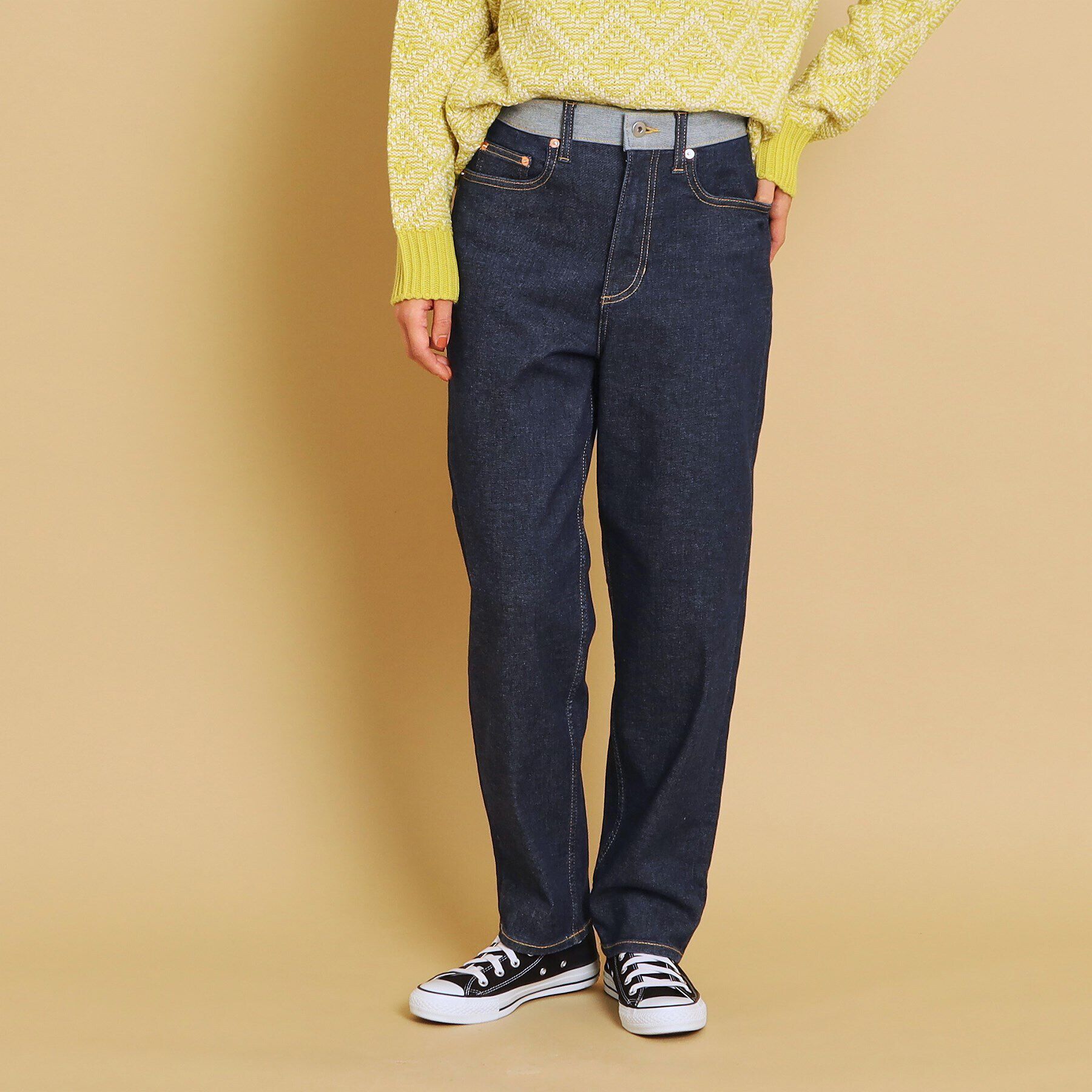 Dessin「【ユニセックス・洗える】テーパードストレッチデニム」|デニム|ネイビー(093)