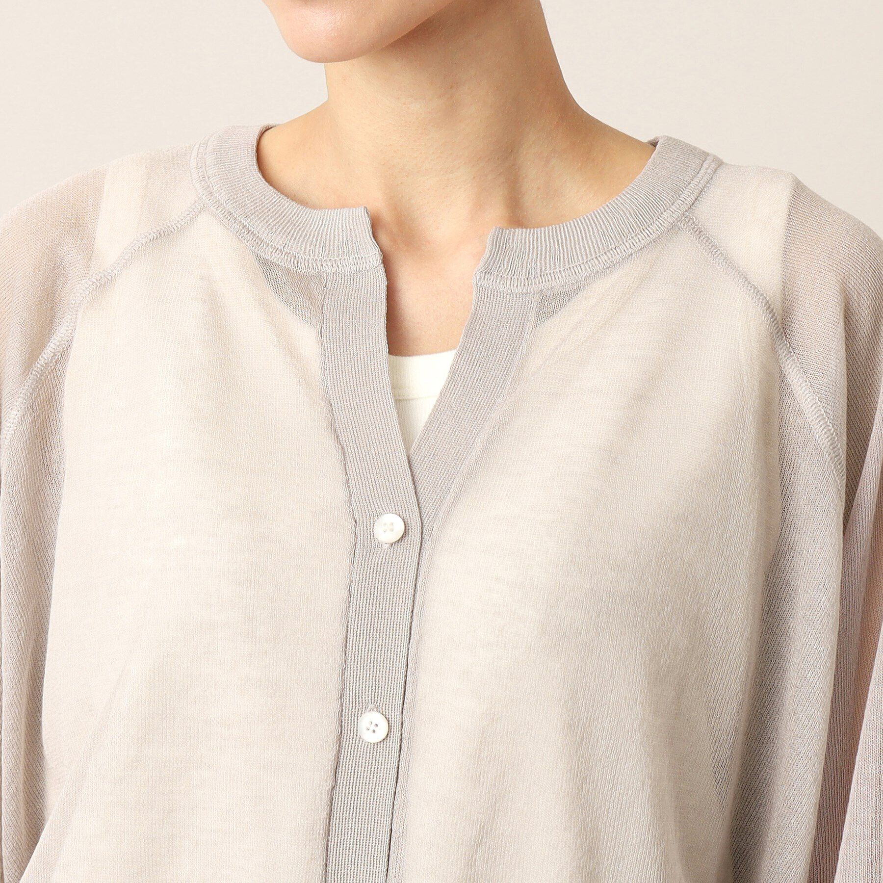 Dessin「【洗える】シースルースリットネックカーディガン」|カーディガン|