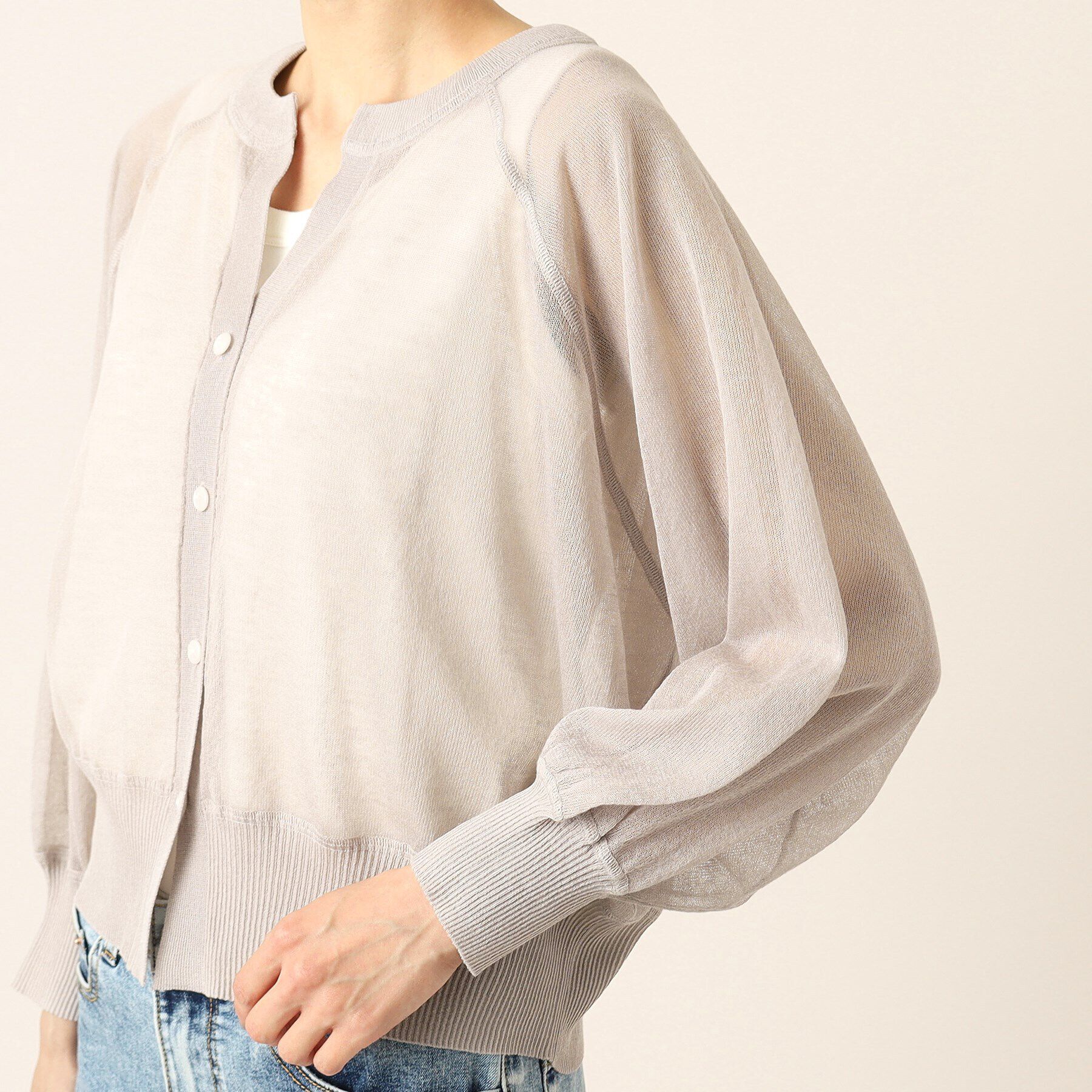 Dessin「【洗える】シースルースリットネックカーディガン」|カーディガン|