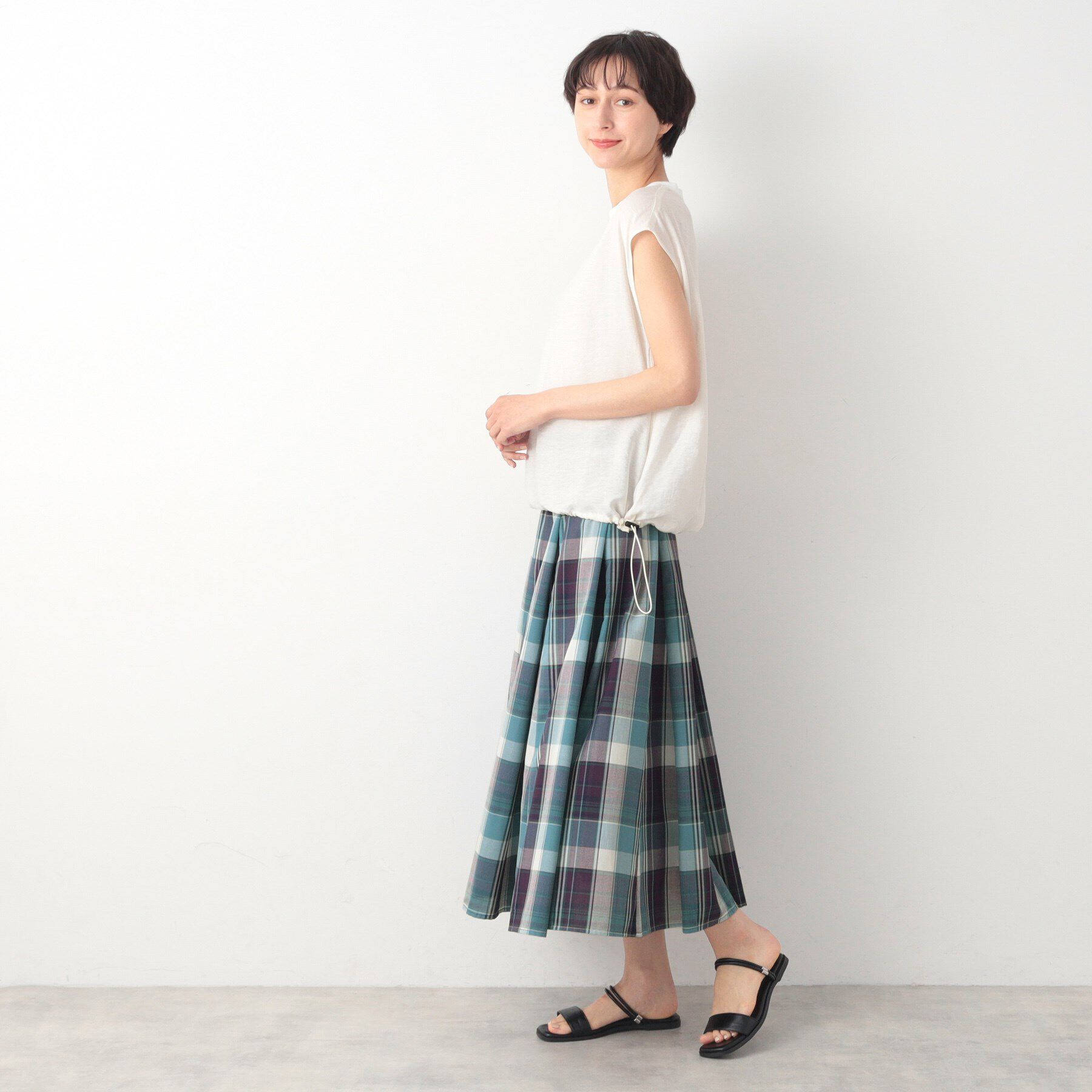 Dessin「【洗える・ウエストゴム】映えチェック/ストライプスカート（XS～L）」|スカート|