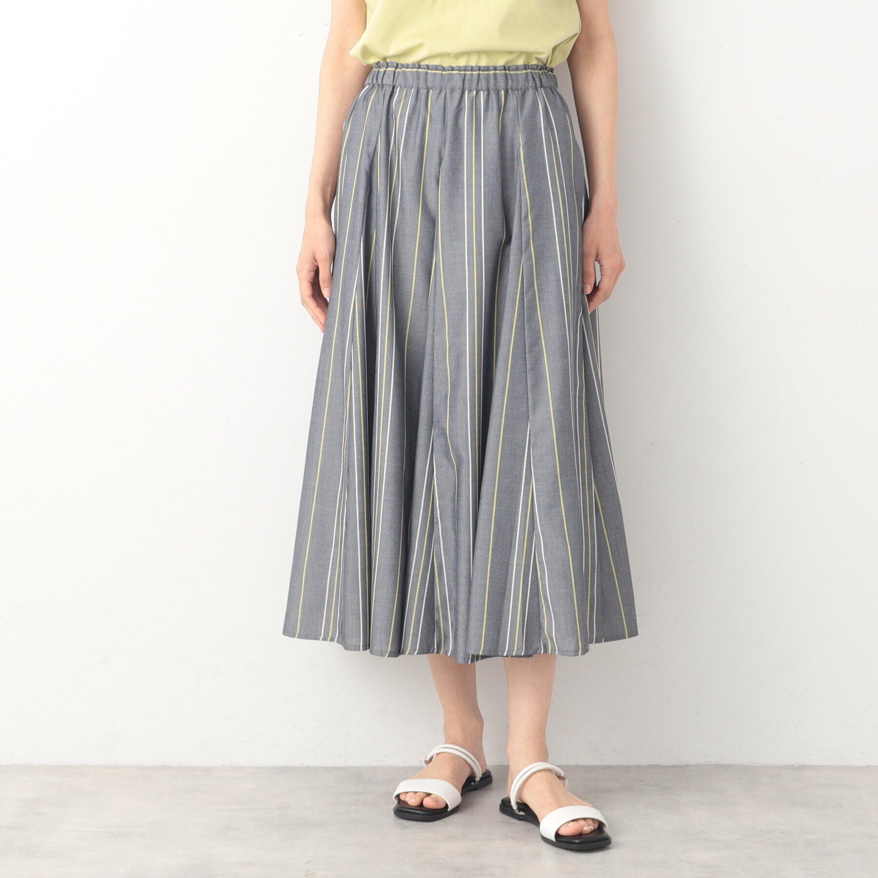 Dessin「【洗える・ウエストゴム】映えチェック/ストライプスカート（XS～L）」|スカート|ネイビー(394)