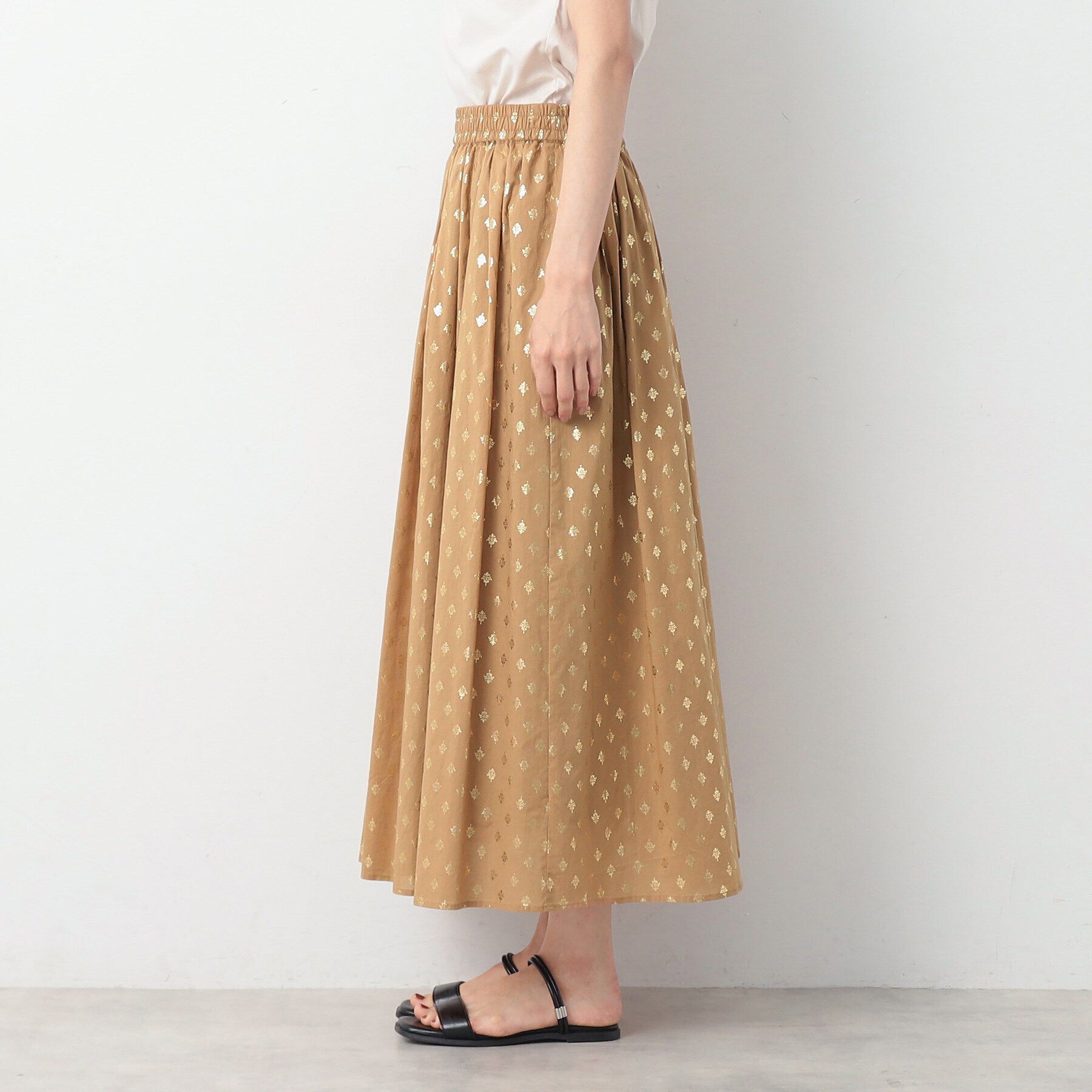Dessin「【洗える】箔プリントギャザースカート」|スカート|