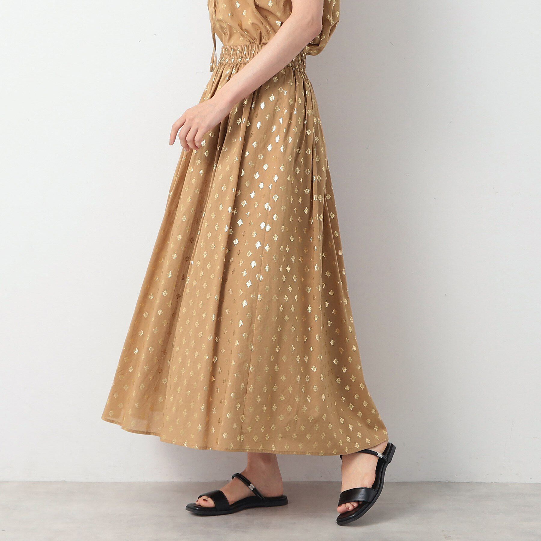 Dessin「【洗える】箔プリントギャザースカート」|スカート|