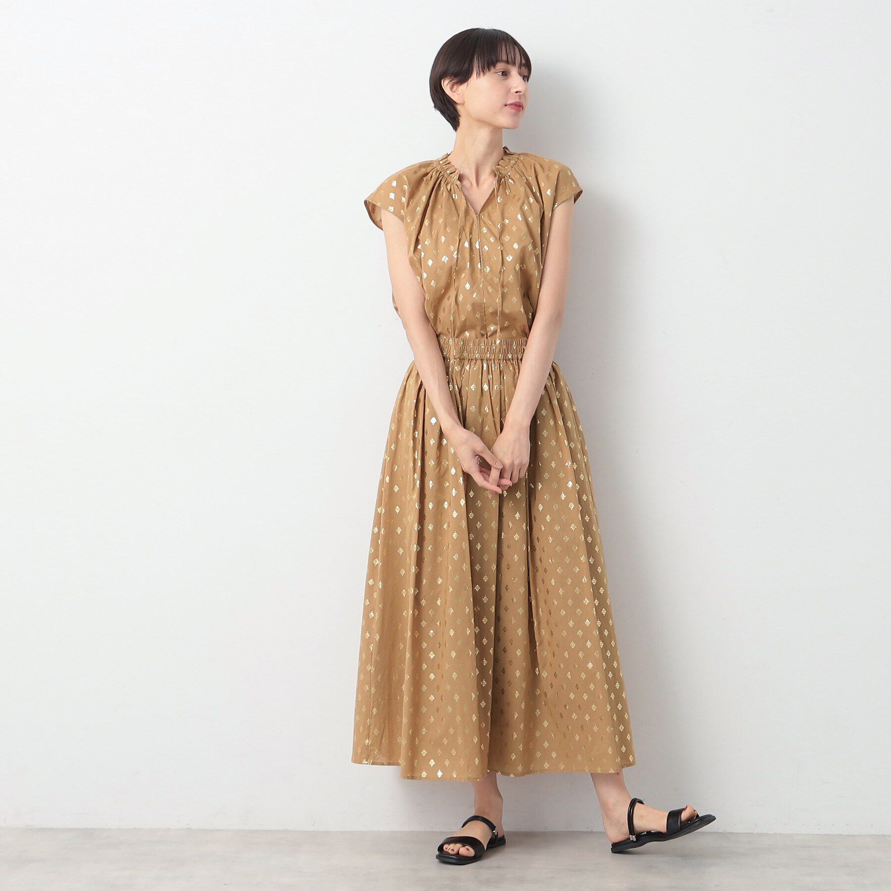 Dessin「【洗える】箔プリントギャザースカート」|スカート|