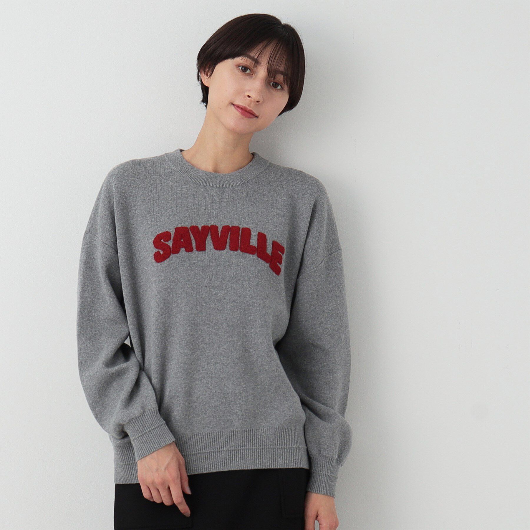 Dessin「【洗える】サガラ刺繍ロゴニット（XS～L）」|ニット・セーター|レッド(063)