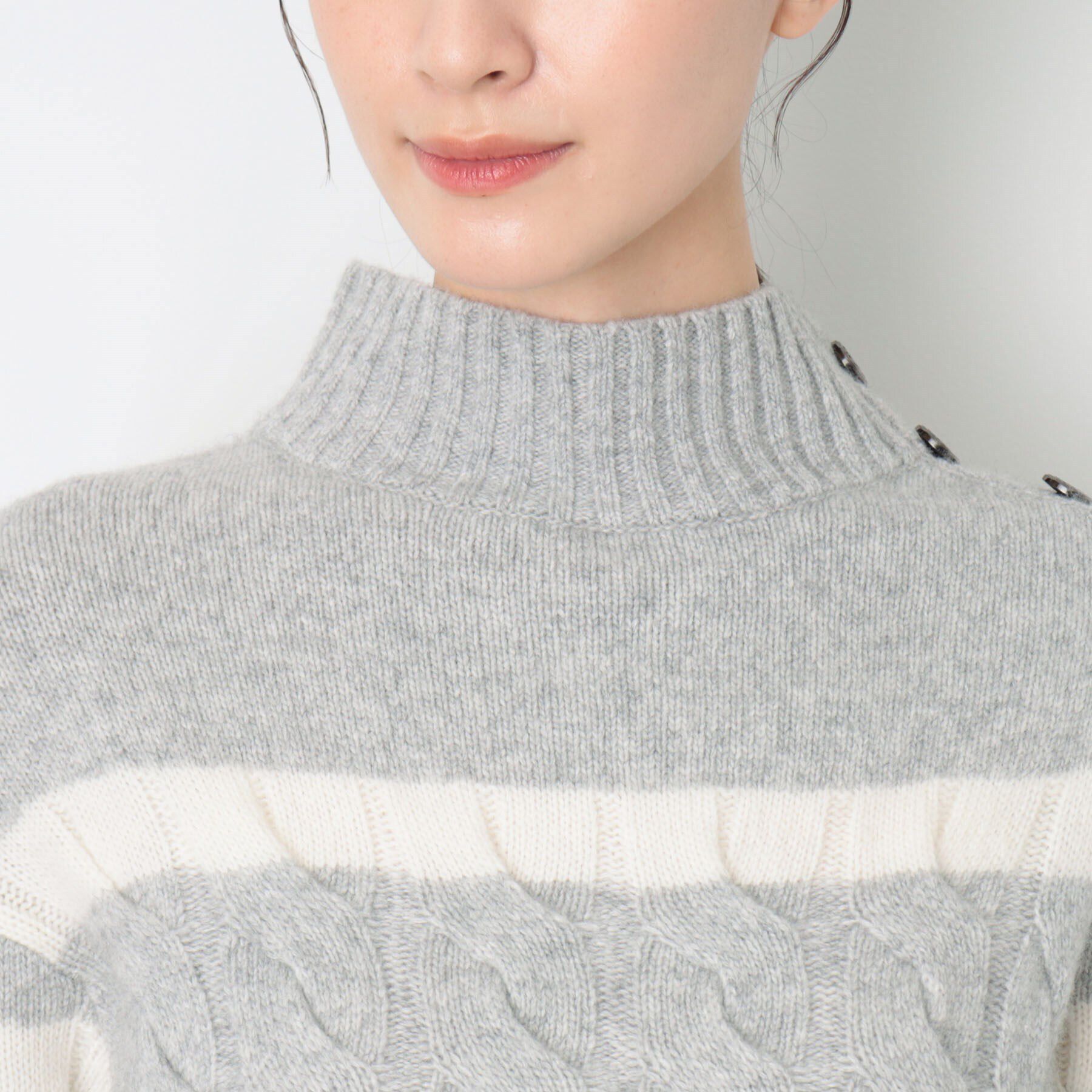 Dessin「【ハミルトンラムズウール・洗える】ケーブルボーダーニット（XS～L）」|ニット・セーター|