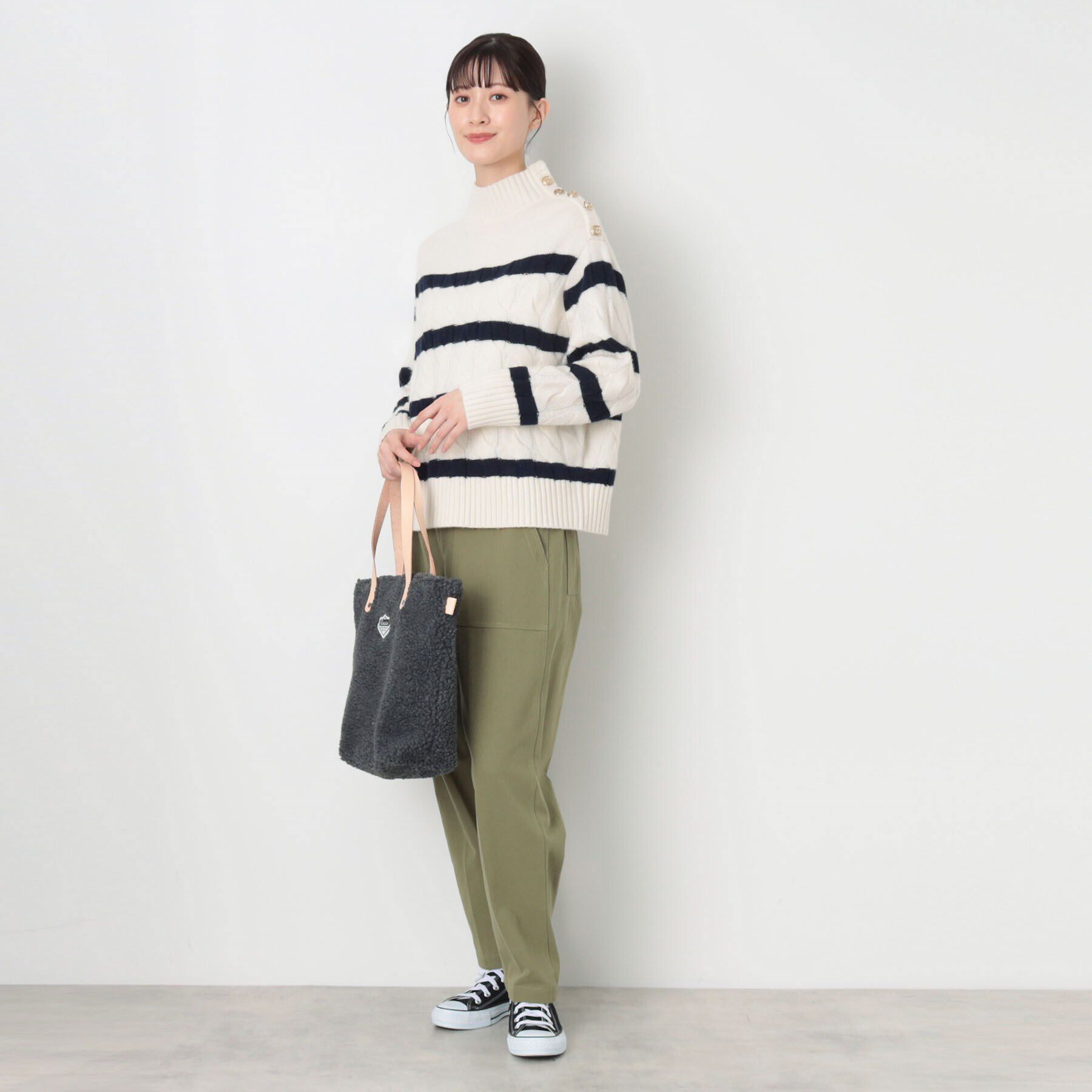 Dessin「【ハミルトンラムズウール・洗える】ケーブルボーダーニット（XS～L）」|ニット・セーター|