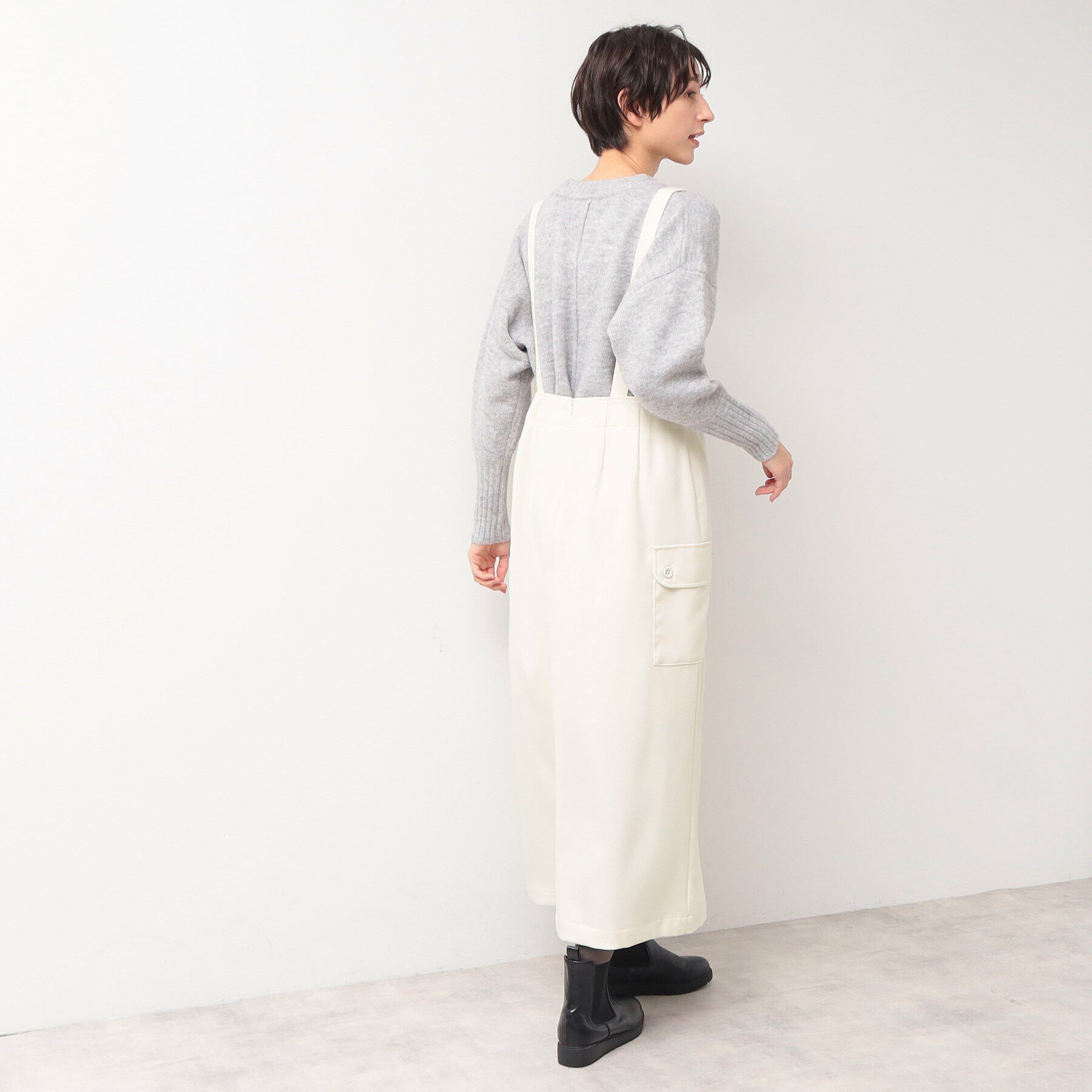 Dessin「【洗える・2WAY】サスペンダー付きフラップポケットスカート（XS～L）」|スカート|