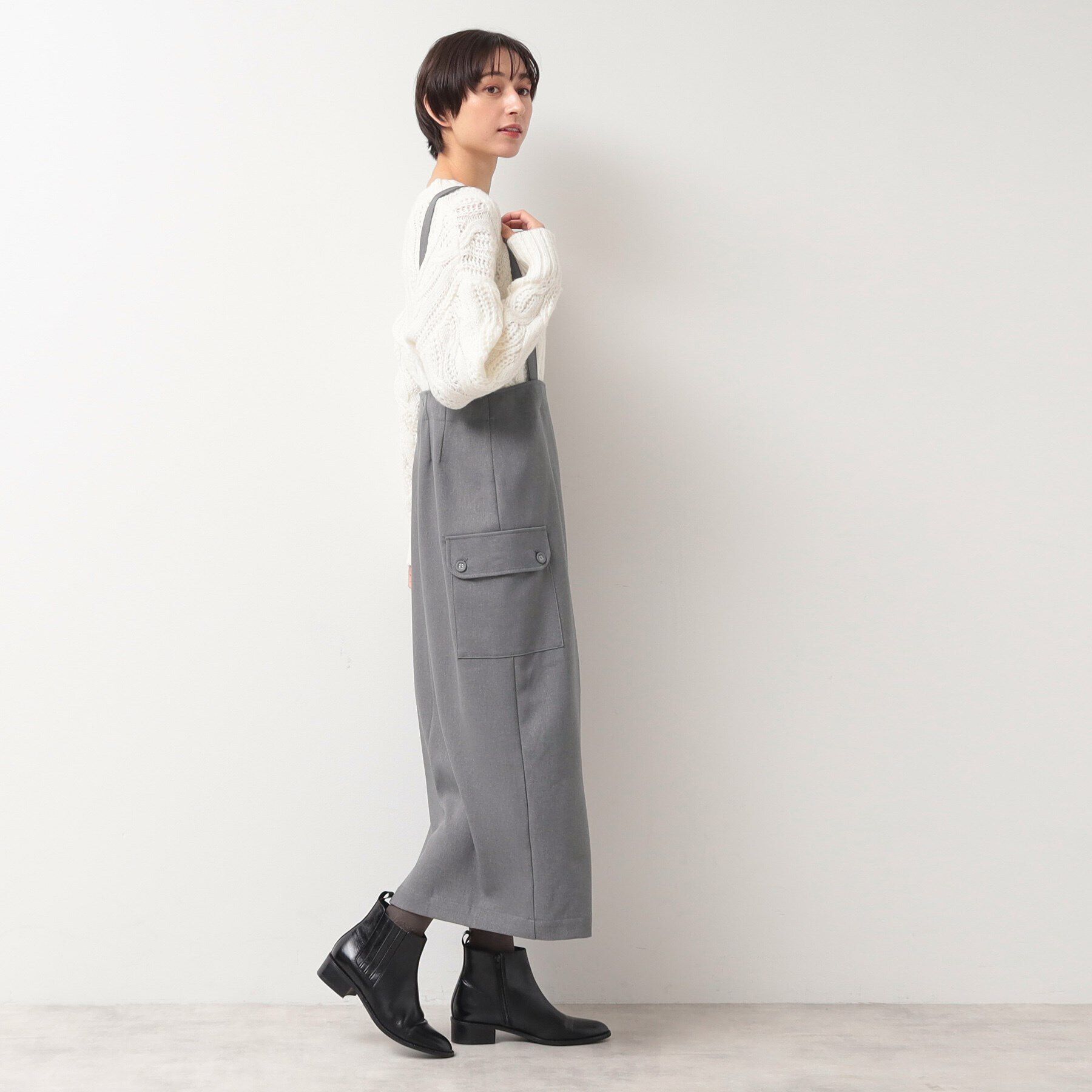 Dessin「【洗える・2WAY】サスペンダー付きフラップポケットスカート（XS～L）」|スカート|