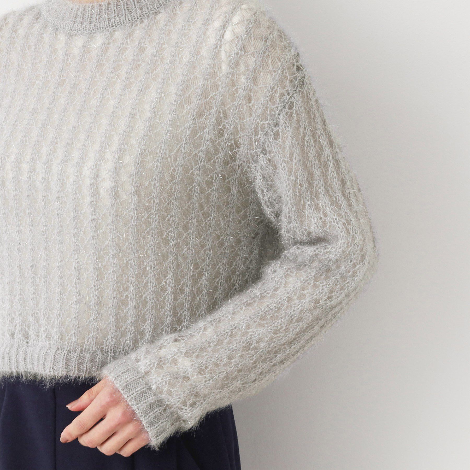 Dessin「【洗える】ショート丈メッシュラメニット（S～L）」|ニット・セーター|