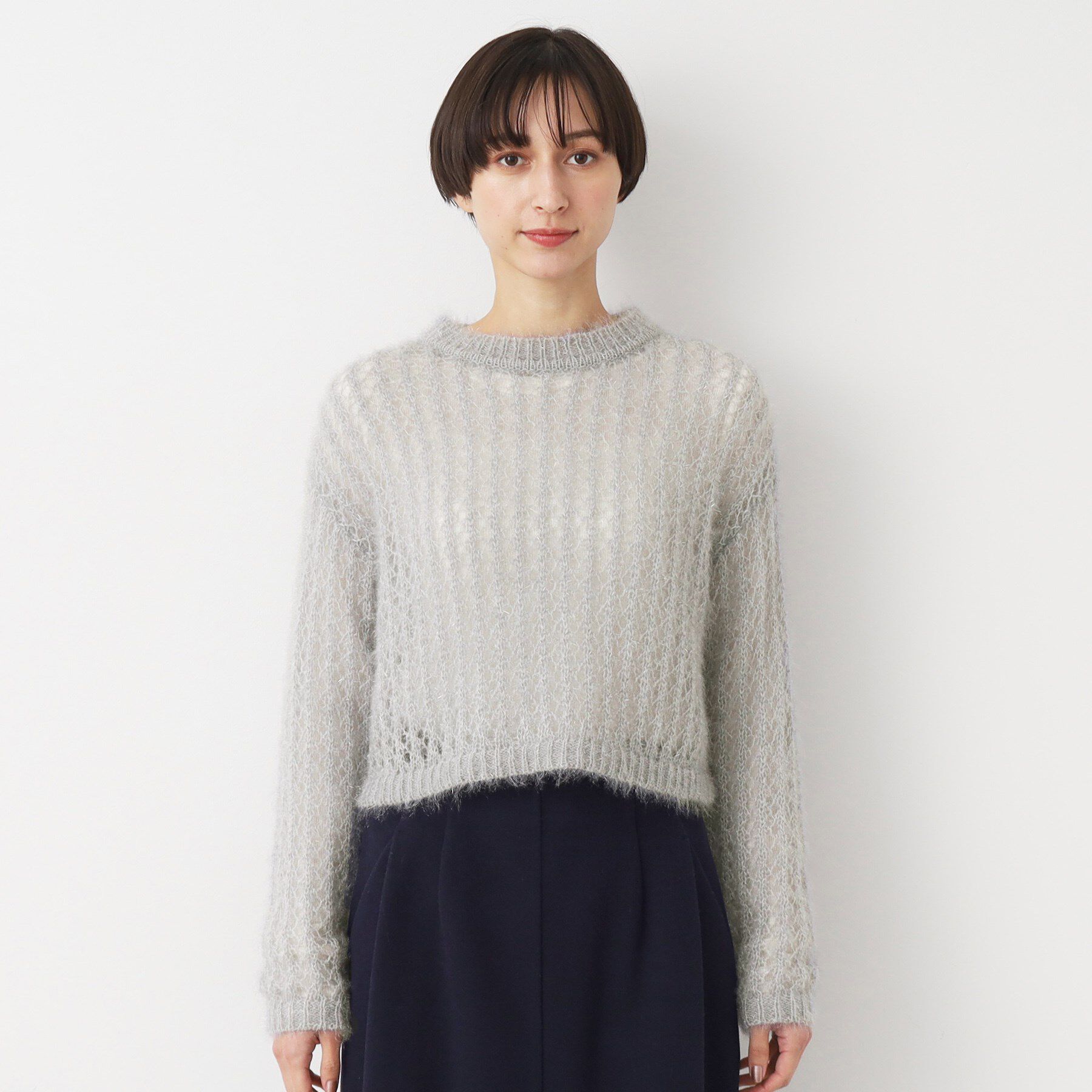 Dessin「【洗える】ショート丈メッシュラメニット（S～L）」|ニット・セーター|