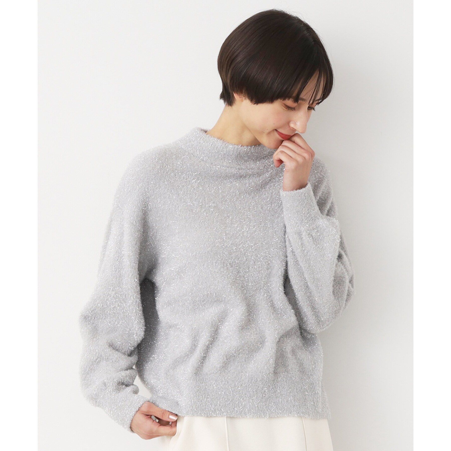 Dessin「【洗える】ハイネックラメフェザーニット（XS～L）」|ニット・セーター|
