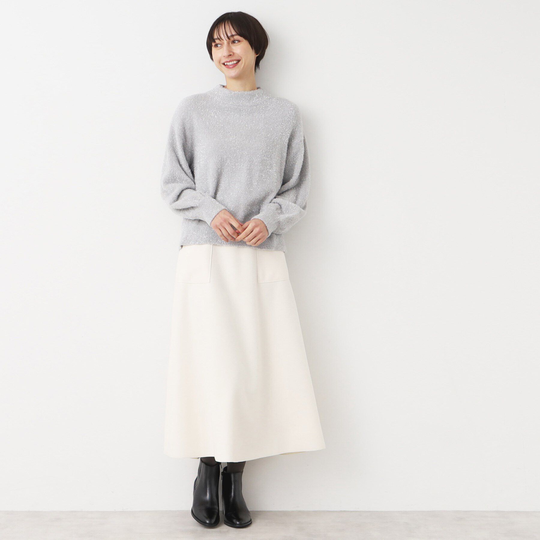 Dessin「【洗える】ハイネックラメフェザーニット（XS～L）」|ニット・セーター|