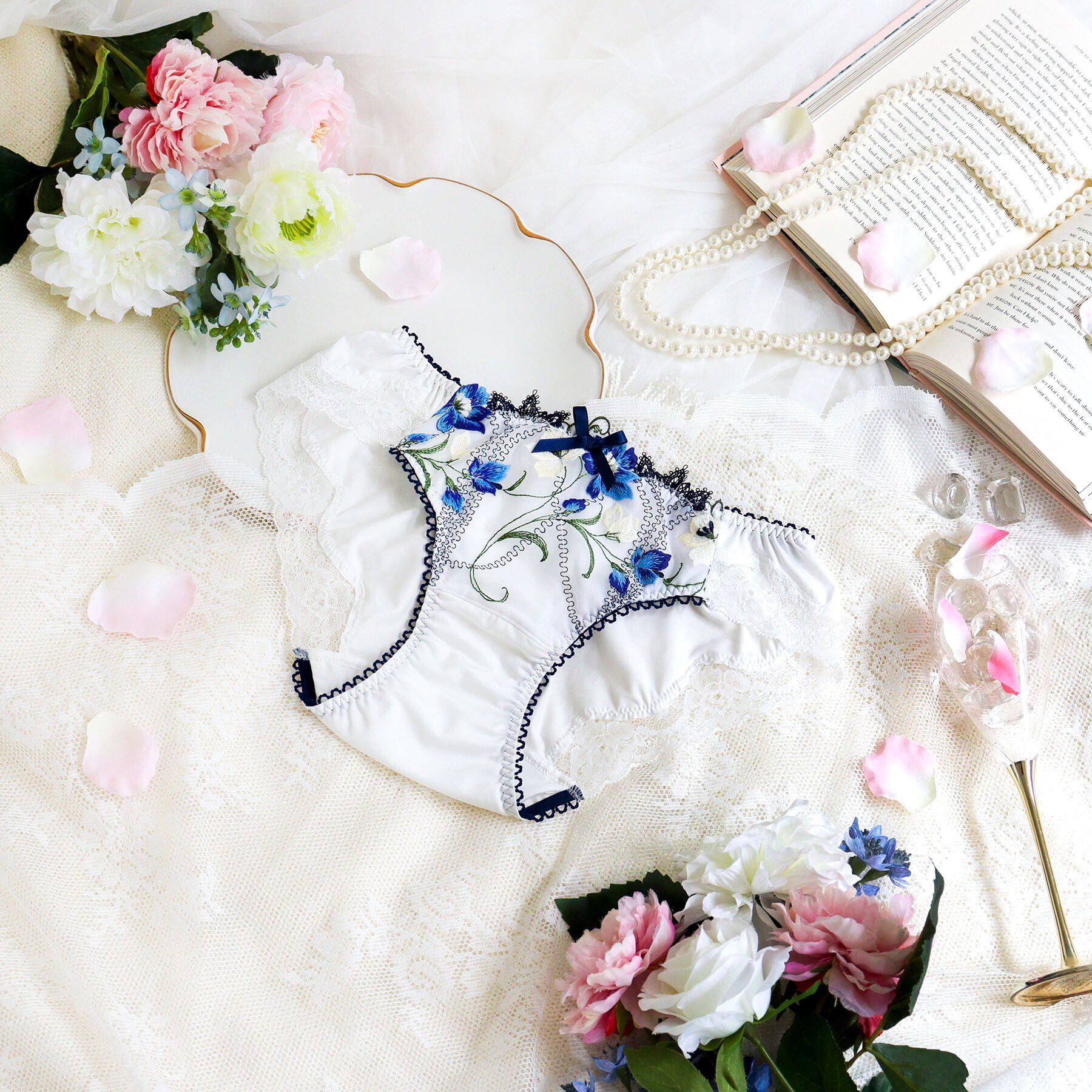 Risa Magli「テリン サニタリーショーツ」|インナー|ネイビー(094)