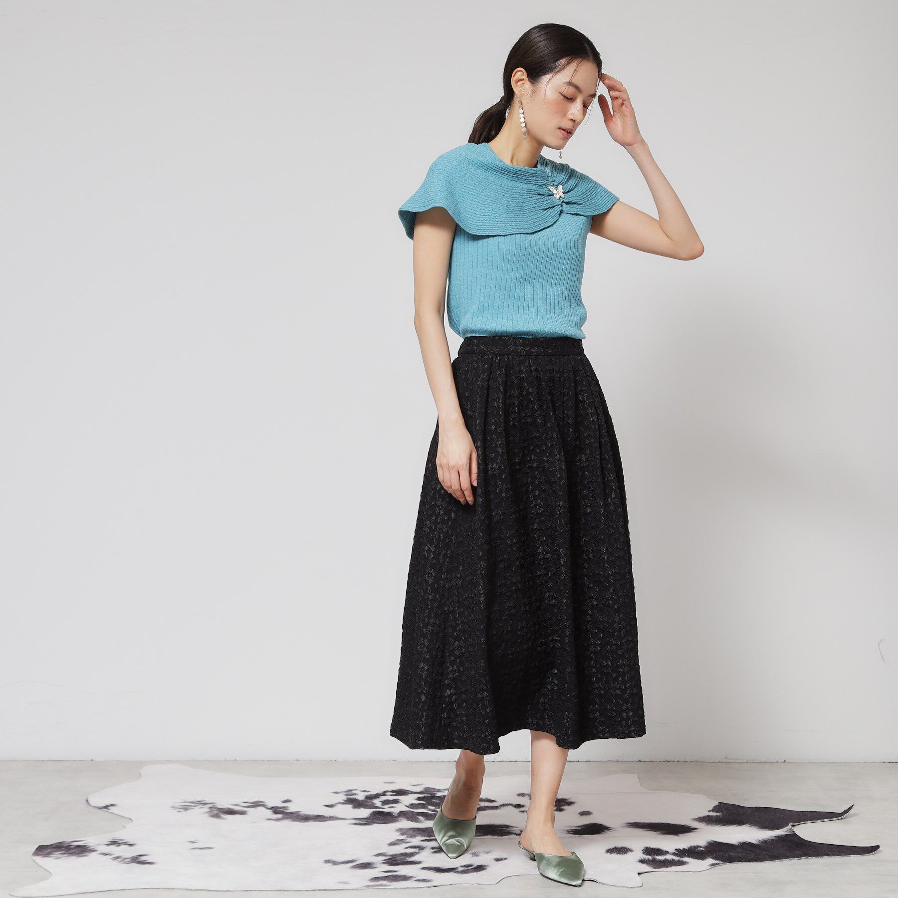 SunaUna「【花柄ジャカード／ふんわり】タックフレアスカート」|スカート|