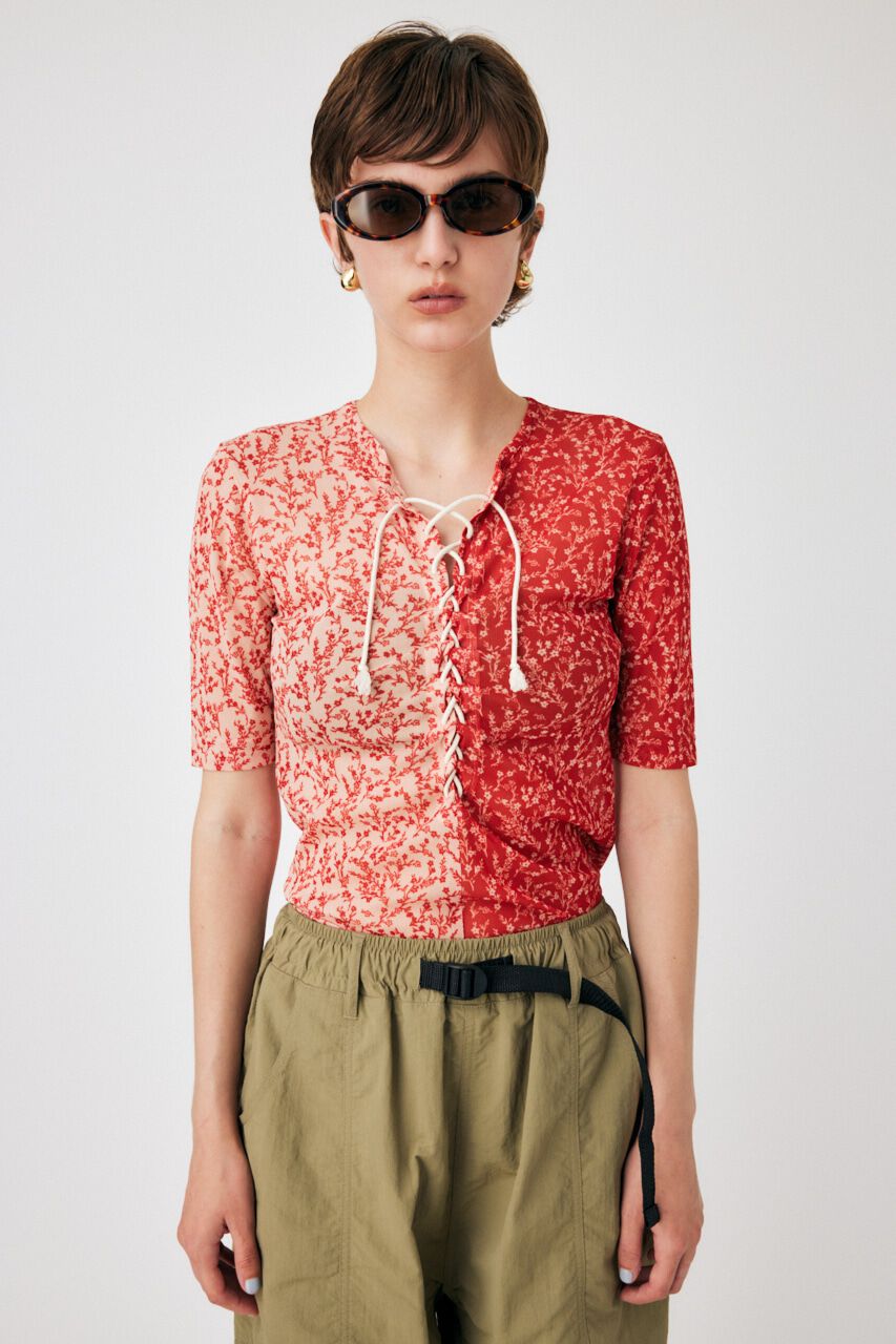 MOUSSY「ASYMMETRIC COLOR LACE UP トップス」|Tシャツ・カットソー|