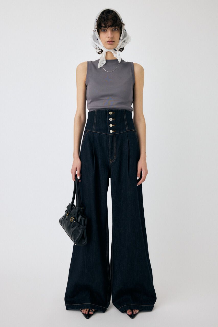MOUSSY「CORSET DESIGN バギー デニム」|デニム|One Wash1