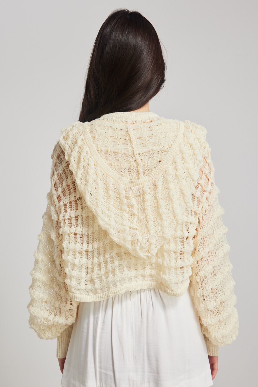 rienda「メッシュフードKnit CD」|カーディガン|