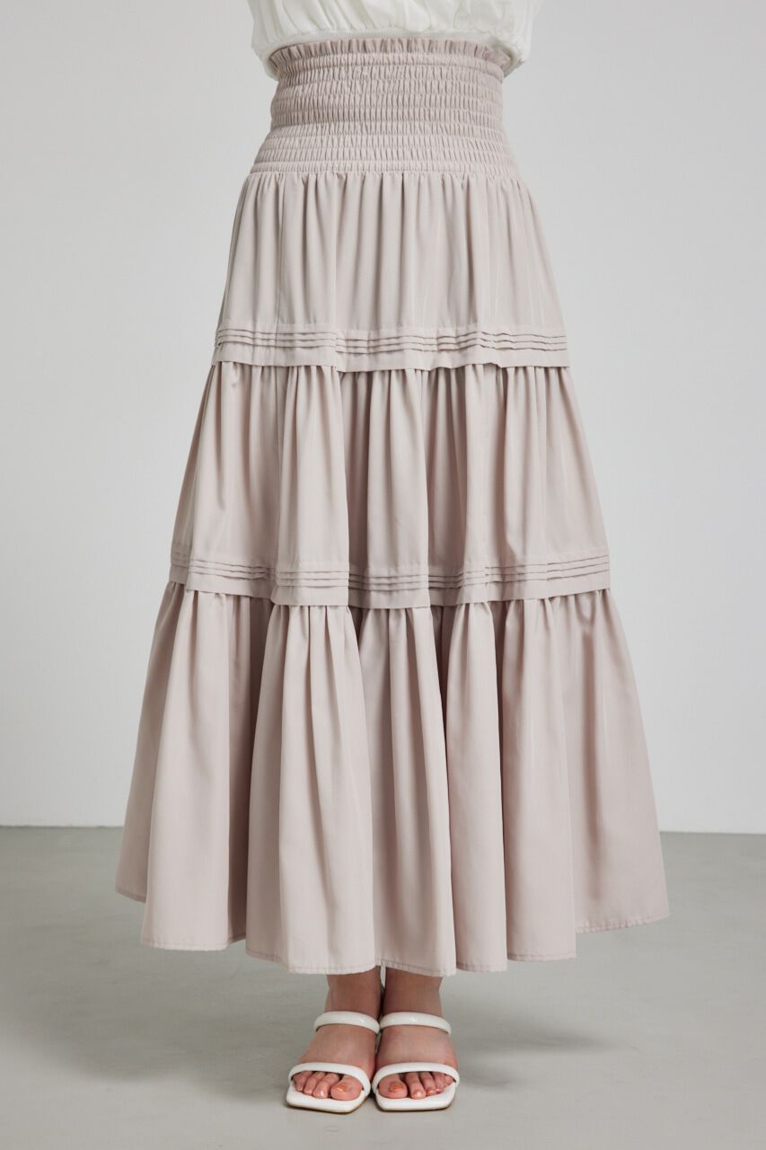 rienda「ウェストシャーリングタックデザインフレアスカート」|スカート|