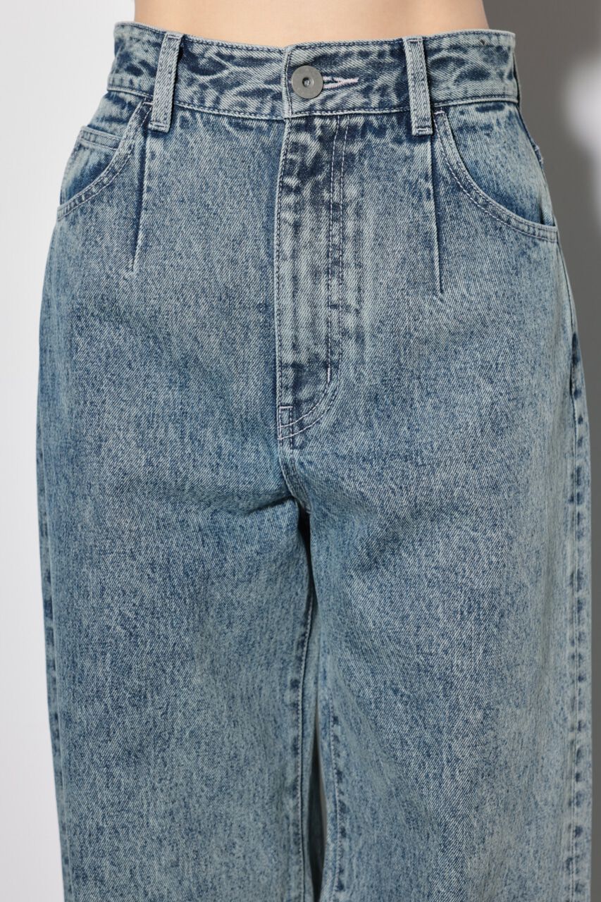 rienda「スリムタックワイドデニムパンツ」|デニム|