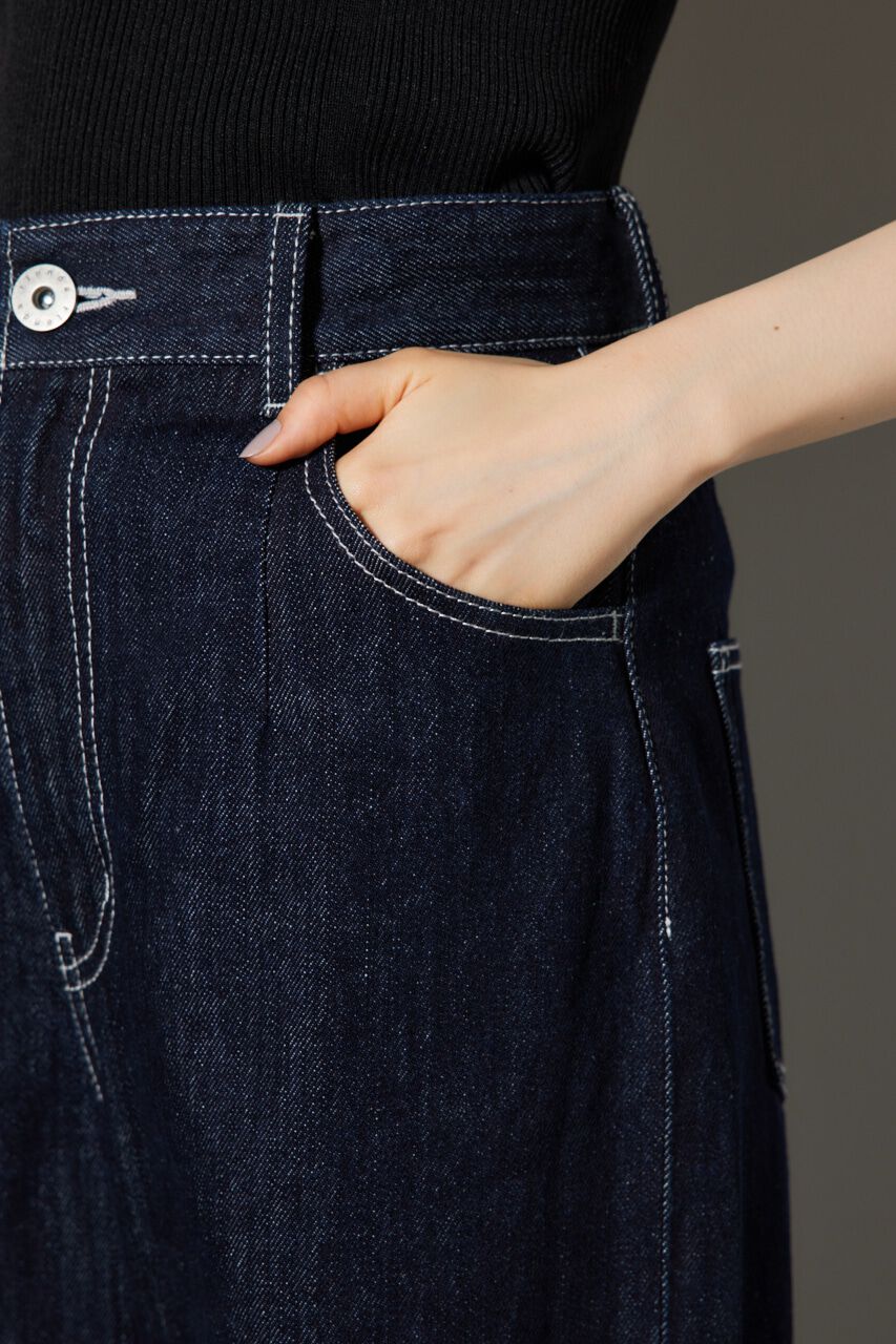 rienda「スリムタックワイドデニムパンツ」|デニム|