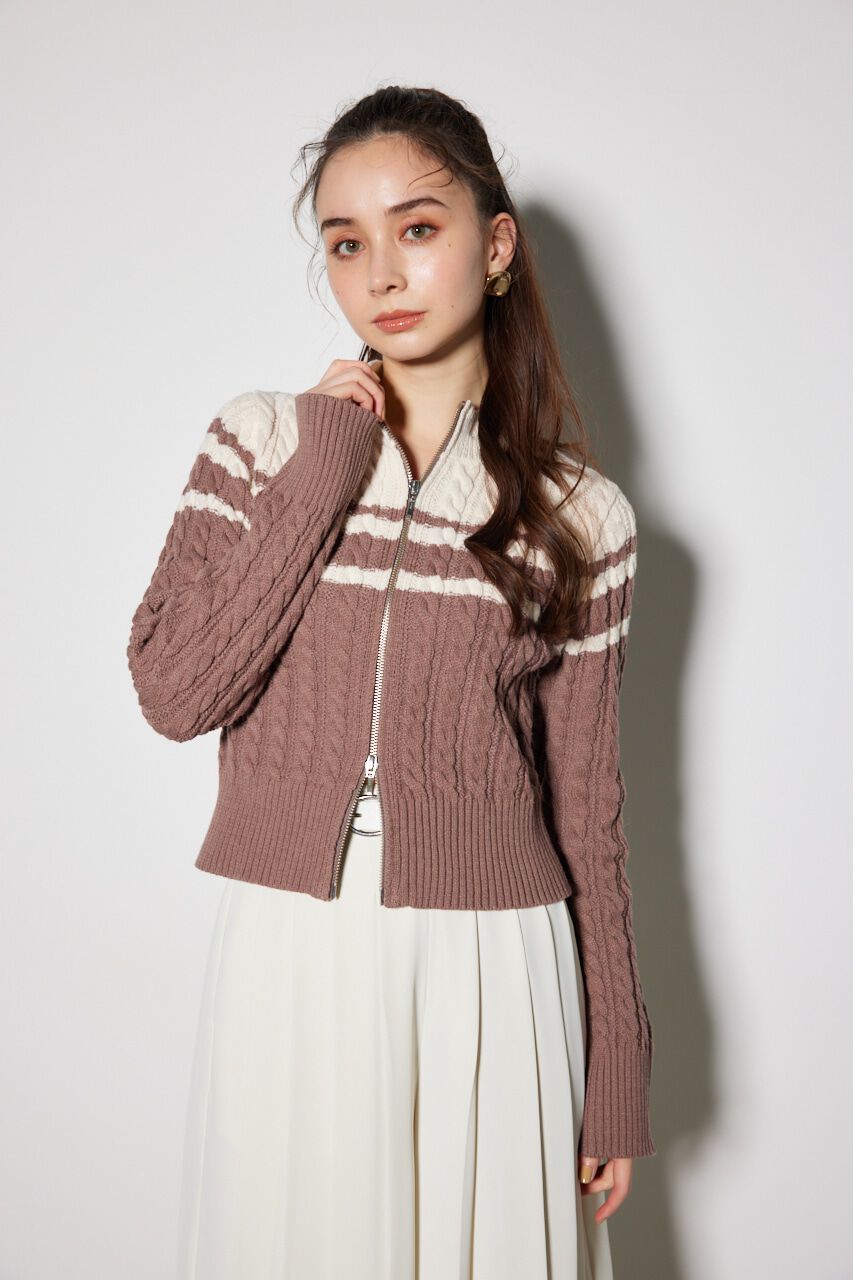 rienda「トラックニットトップス」|ニット・セーター|BRN