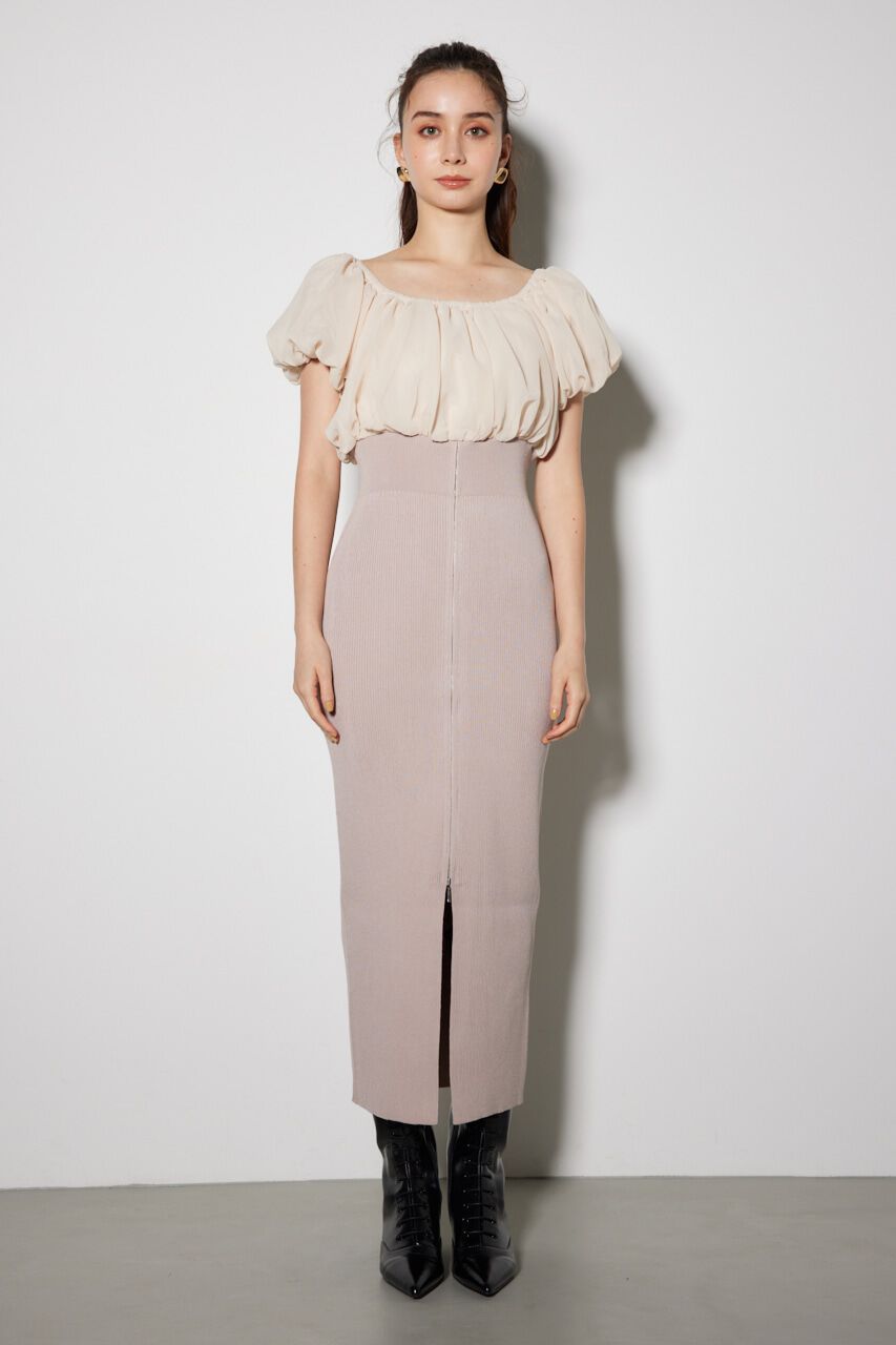 rienda「シフォンオフショルタイトニットワンピース」|ワンピース|