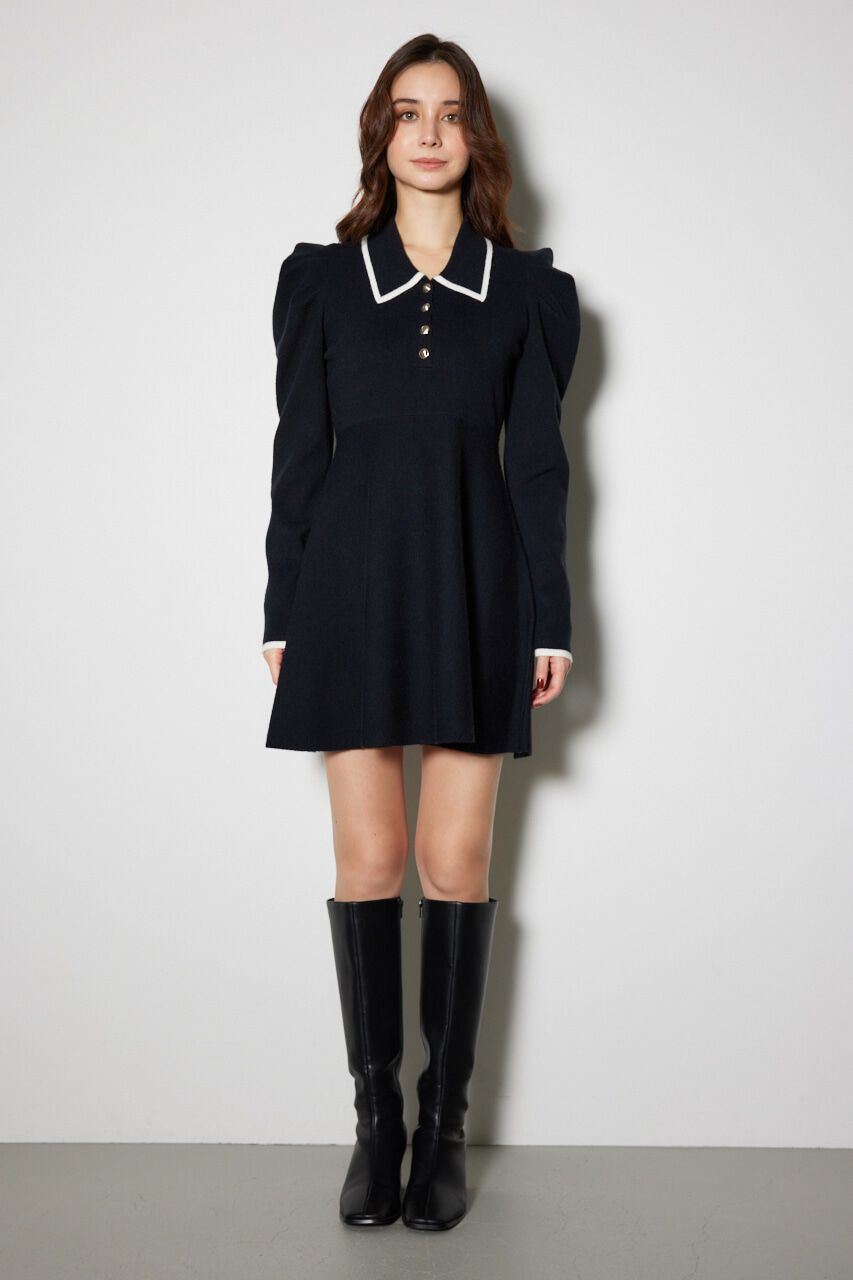 rienda「カラーデザインタックミニ ニット ワンピース」|ワンピース|