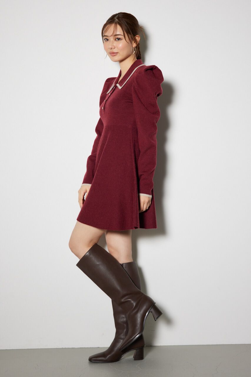 rienda「カラーデザインタックミニ ニット ワンピース」|ワンピース|