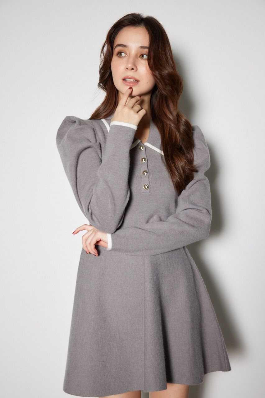 rienda「カラーデザインタックミニ ニット ワンピース」|ワンピース|