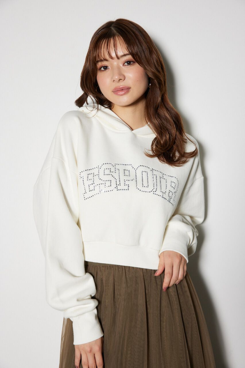 rienda「ビジューロゴフーディートップス」|パーカー|