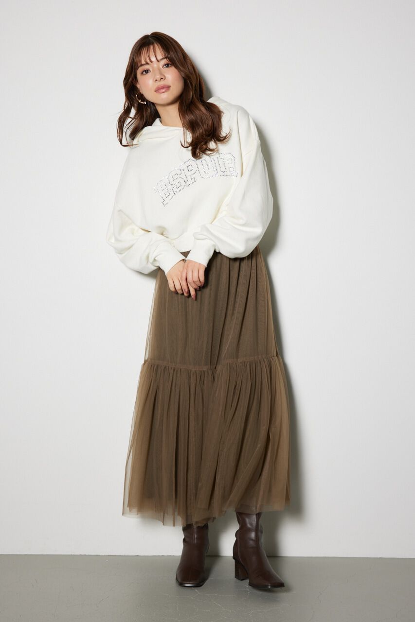 rienda「ビジューロゴフーディートップス」|パーカー|