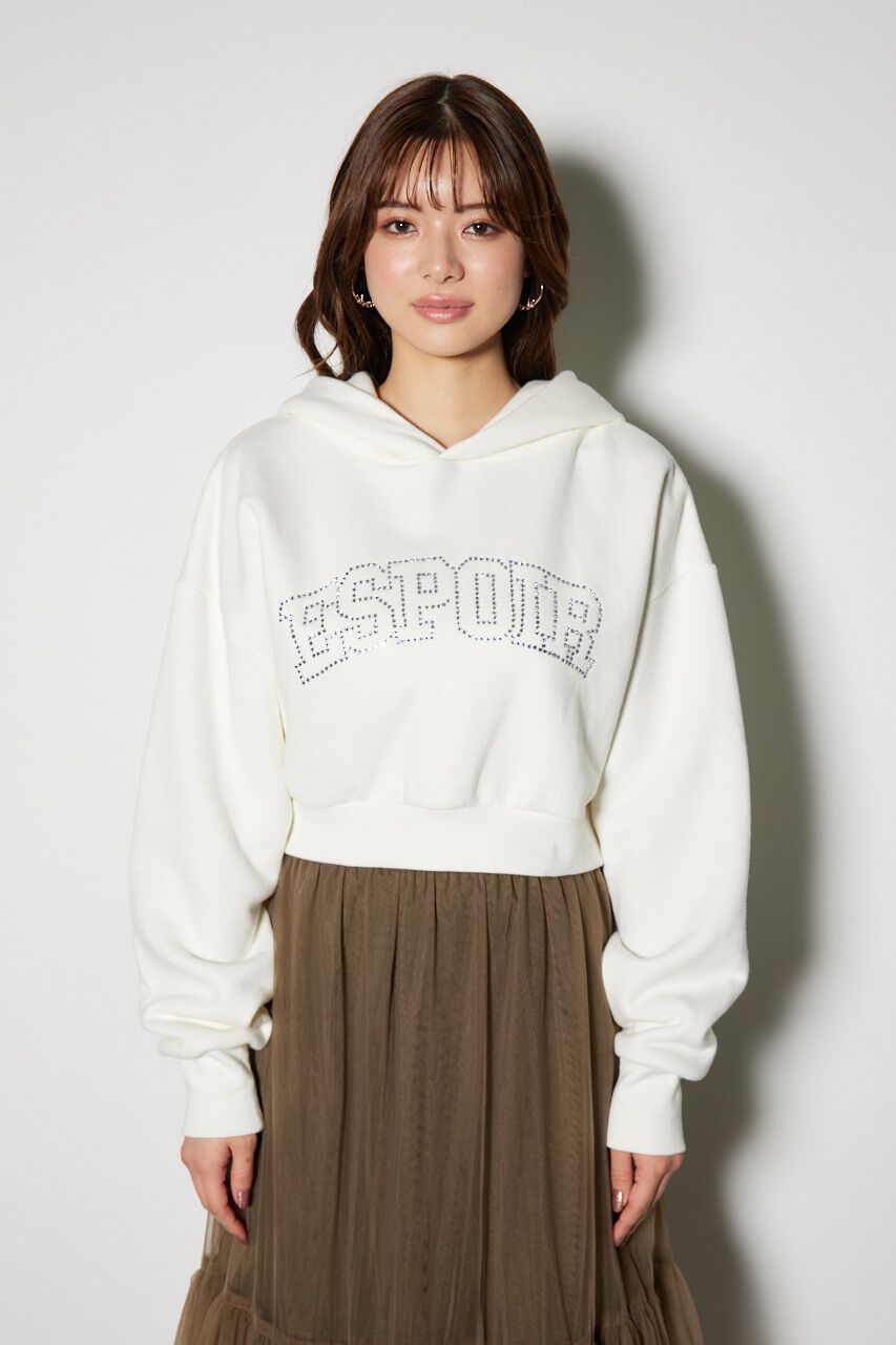 rienda「ビジューロゴフーディートップス」|パーカー|