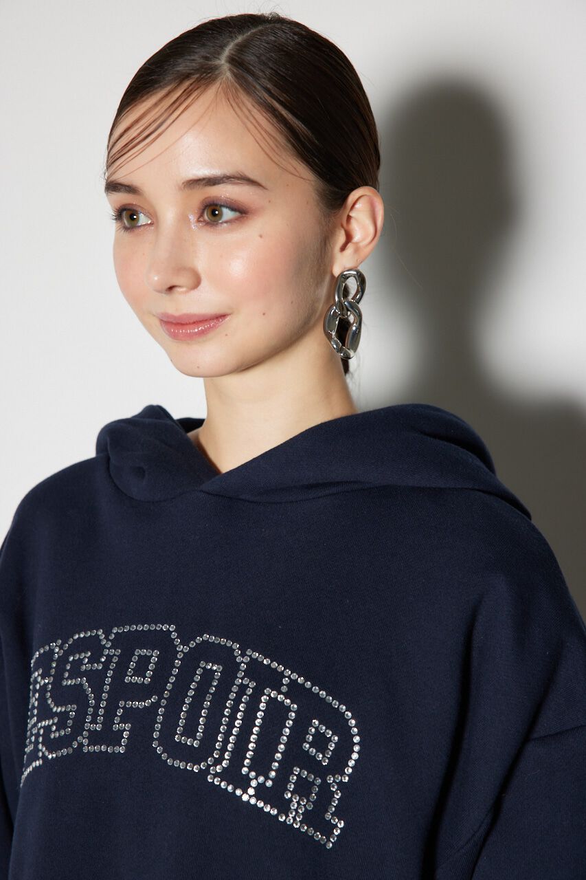 rienda「ビジューロゴフーディートップス」|パーカー|