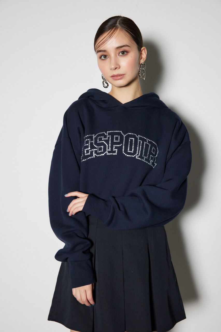 rienda「ビジューロゴフーディートップス」|パーカー|