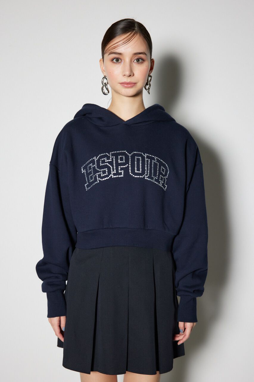 rienda「ビジューロゴフーディートップス」|パーカー|