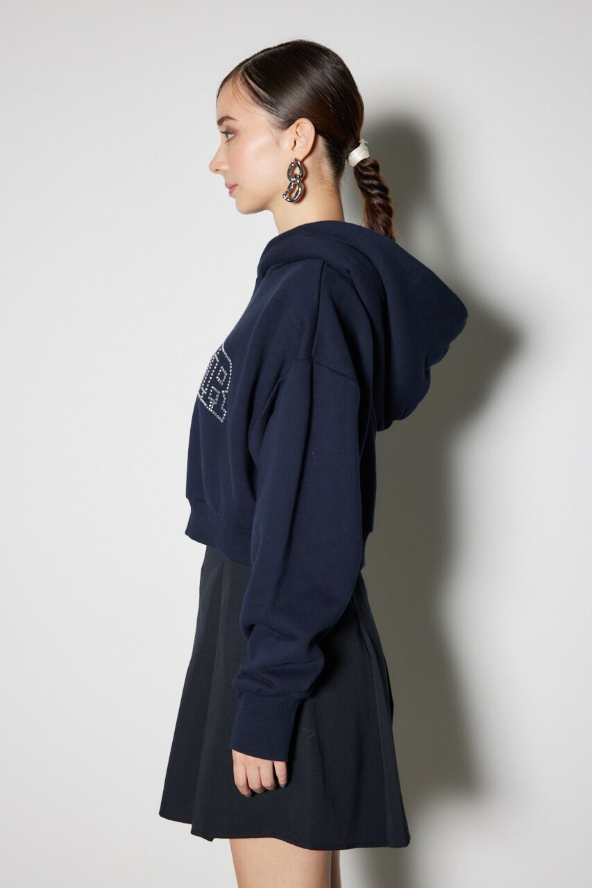 rienda「ビジューロゴフーディートップス」|パーカー|