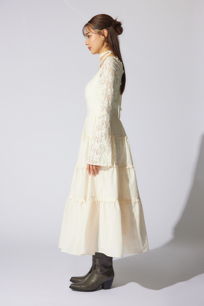 rienda「レーストップコンビフレアワンピース」|ワンピース|