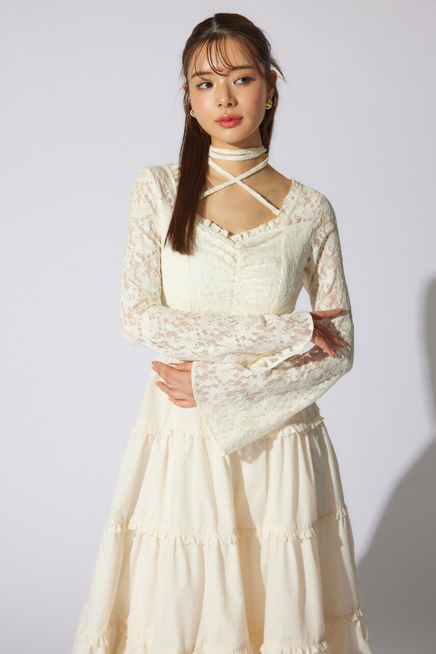 rienda「レーストップコンビフレアワンピース」|ワンピース|