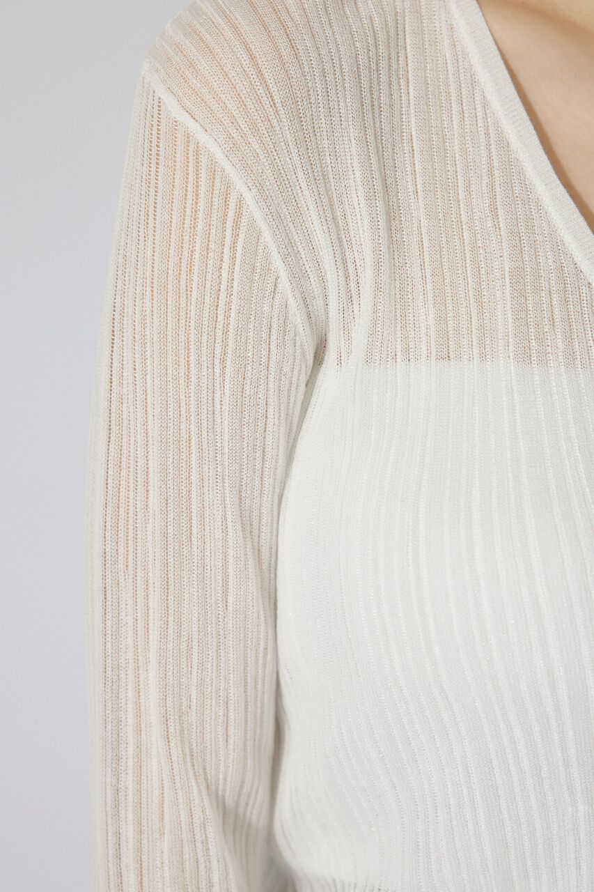 rienda「ランダムリブシアーニットカーディガントップス」|カーディガン|