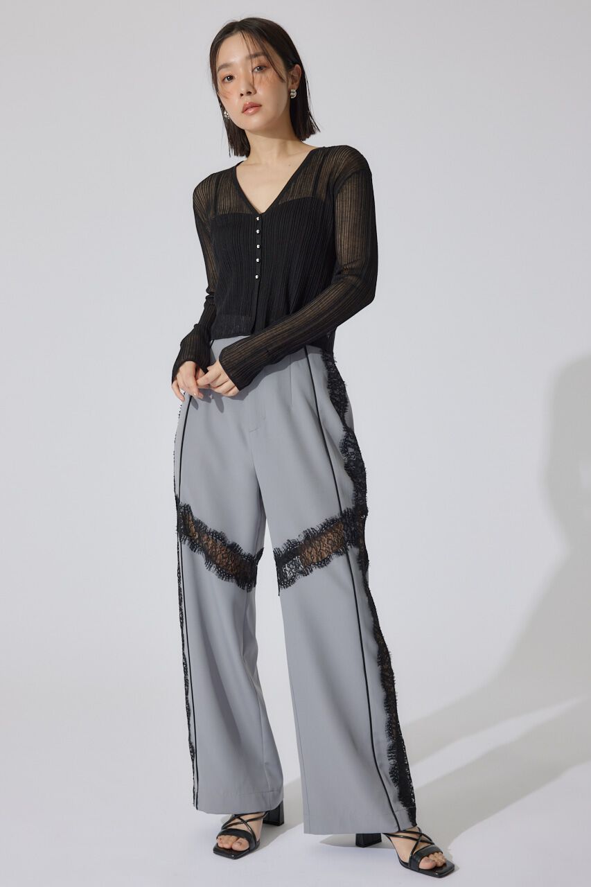 rienda「ランダムリブシアーニットカーディガントップス」|カーディガン|