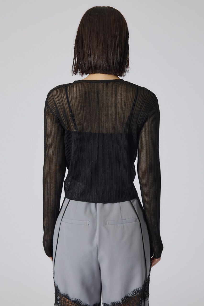 rienda「ランダムリブシアーニットカーディガントップス」|カーディガン|