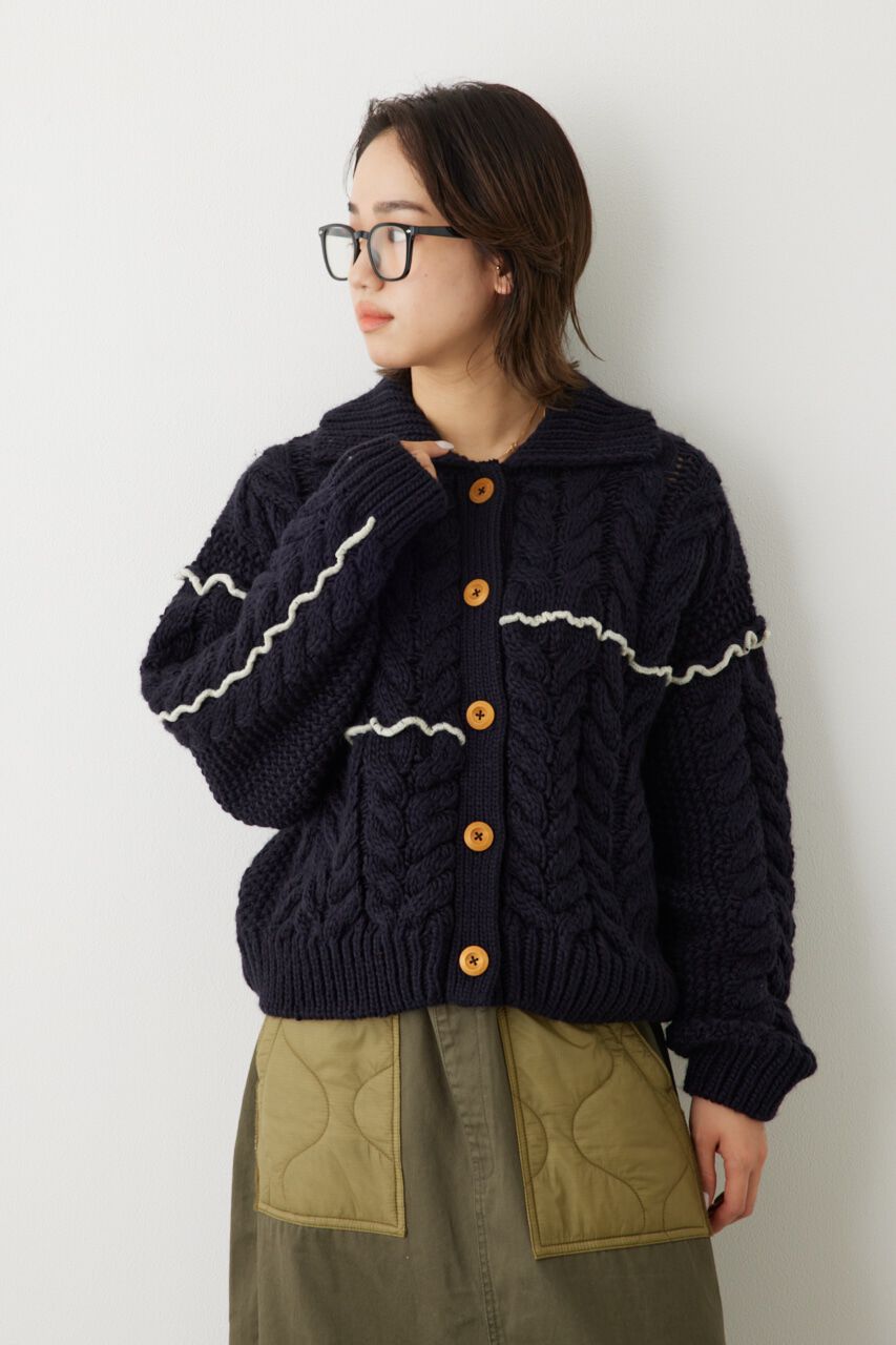 RODEO CROWNS「メロー ケーブルニット カーディガン」|カーディガン|NVY