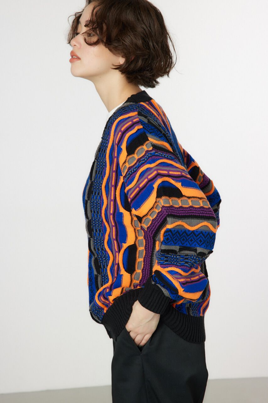 RODEO CROWNS「3Dマルチカラーニットカーディガン」|カーディガン|