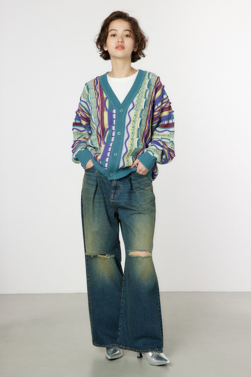RODEO CROWNS「3Dマルチカラーニットカーディガン」|カーディガン|