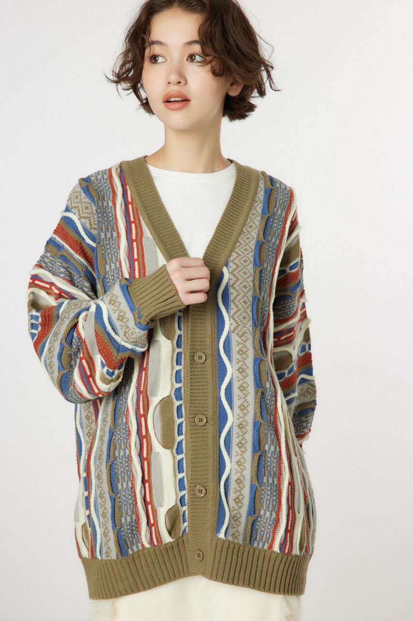 RODEO CROWNS「3Dマルチカラーニットカーディガン」|カーディガン|柄KHA5