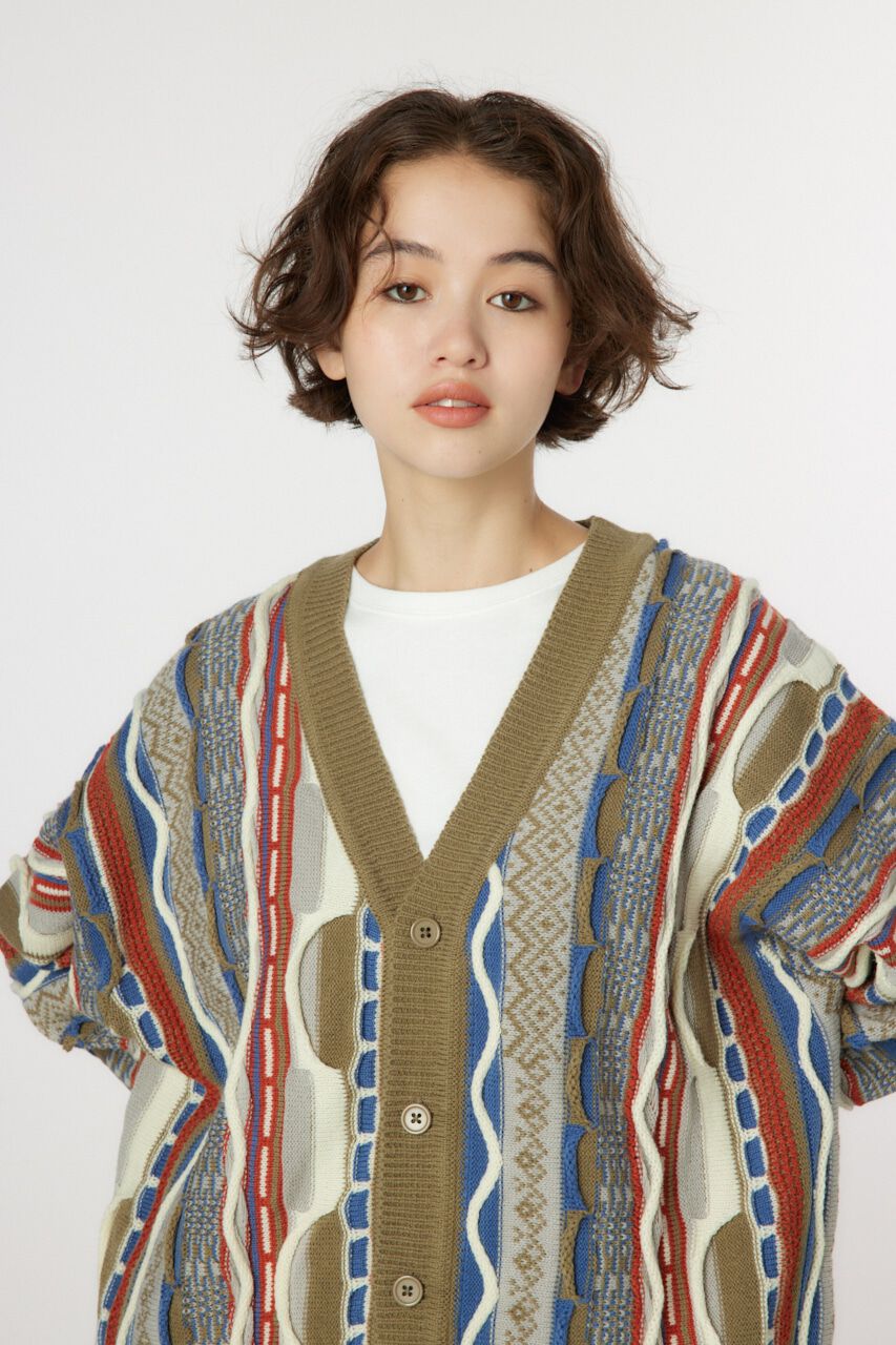 RODEO CROWNS「3Dマルチカラーニットカーディガン」|カーディガン|