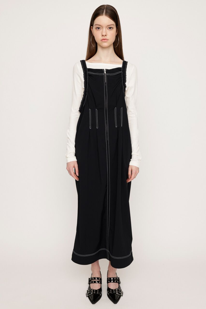SLY「GATHER SHOULDER CAMI ロングワンピース」|ワンピース|BLK
