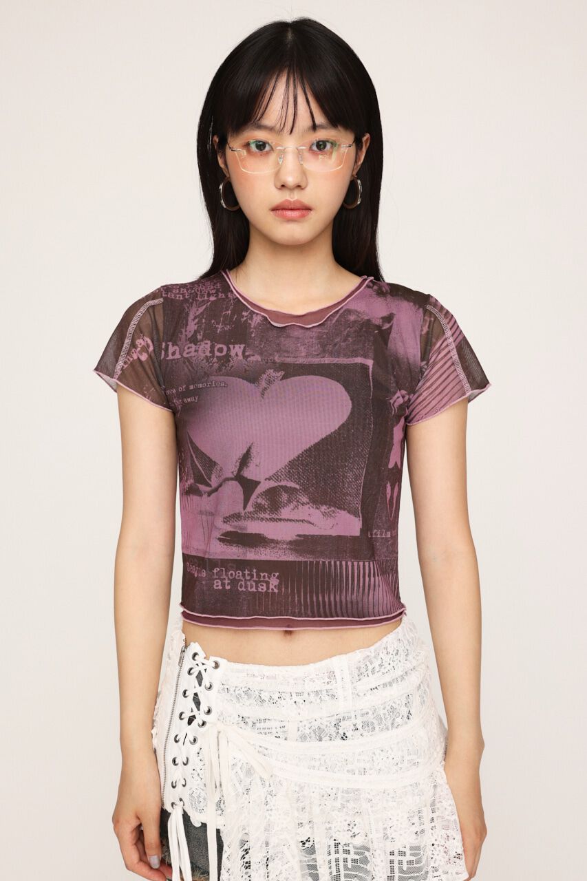 SLY「PRINTED SHEER トップス」|Tシャツ・カットソー|